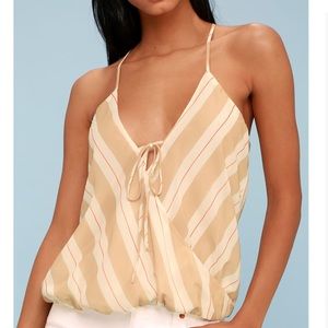 BEACH TAN STRIPED SURPLICE TOP 🤩